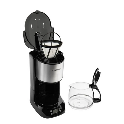 Cafetière filtre programmable 12 tasses, Chefman,  acier inoxydable